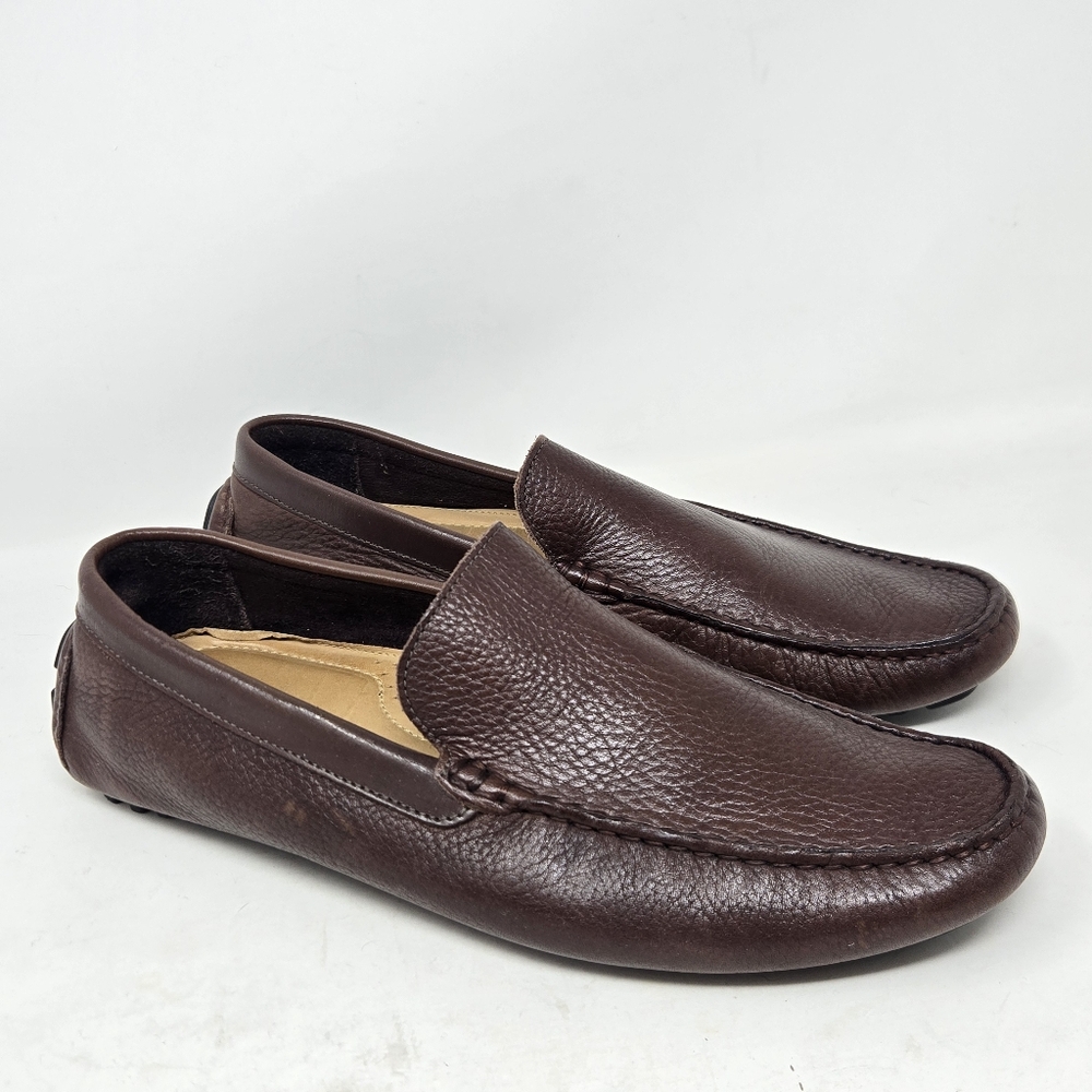 NORDSTROM Bend Venetian Driving Shoe Men's‎ 10 Brown Pebbled Leather